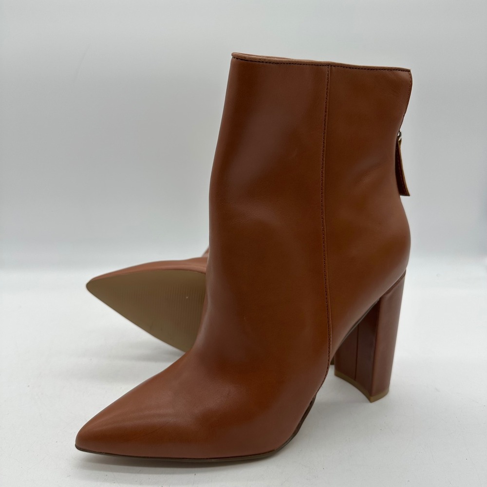 Steve Madden Womens 10 Trista TRIS02S1 Cognac Leather Ankle Block Heel Boots - Picture 5 of 12